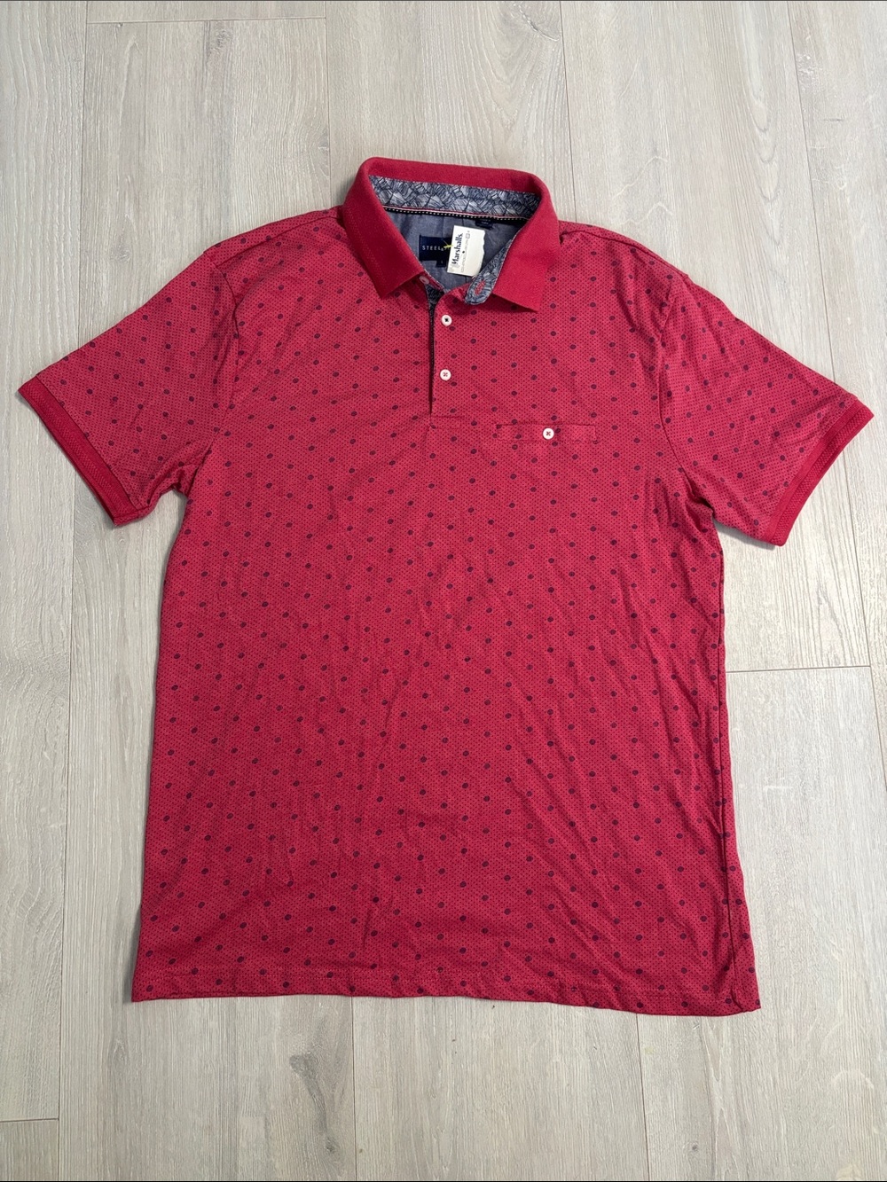 🔥BUNDLESALE Men's L Steel & Jelly Micro Dot Polo Shirt NWT